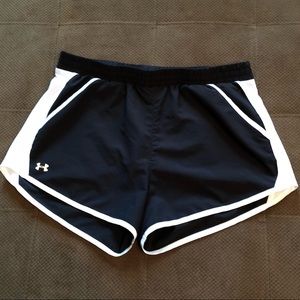 Under Armour Black and White Running Shorts